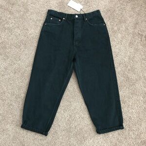 Zara Black Straight Cropped Tapered Jeans Size 31